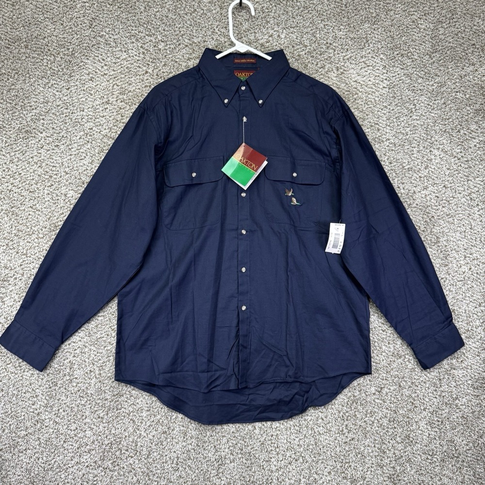 EW Oakton Limited Shirt Men's Size Large Blue Long Sleeve Button Up Duck Hunting